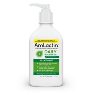 AmLactin Daily Moisturizing Lotion for Dry Skin, 7.9 oz Pump Bottle, 2-in-1 Exfoliator – Body Lotion with 12% Lactic Acid, Dermatologist-Recommended (Packaging May Vary)
