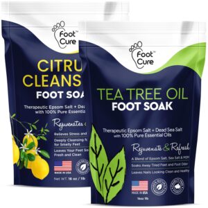 Tea Tree & Citrus Foot Soak with Epsom Salt – Supports Tired Feet, Softens Calluses, and Refreshes – Made in USA (2-Pack)