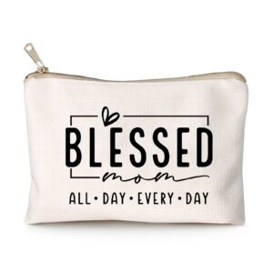 Blessed Mom Makeup Bag Mom Vibes Pouch Mom Life Cosmetic Bag Mom Mode Mother’s Day Gift Girl Mama Birthday Gift Boy Mama Travel Bag Bible Verse Toiletry Bag