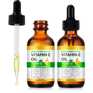 Liefiet Vitamin E Oil Blend 75,000 IU, Vitamin E Oil for Skin, Face and Scars, Body Bath Oils Moisturizing Dry Skin, Easy to Absorb, 2Fl Oz (Pack of 2)