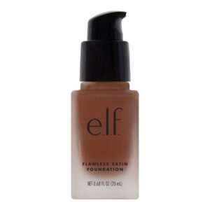 e.l.f. Flawless Satin Foundation, Lightweight & Medium Coverage, Semi-Matte Finish, Vegan & Cruelty-Free, Mocha, 0.68 Fl Oz (20mL)