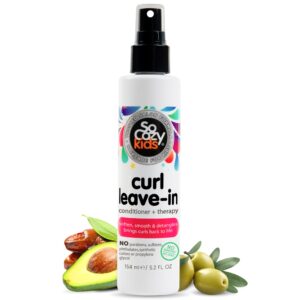 SoCozy Leave In Conditioner Spray (5.2 Fl Oz) Paraben-Free Detangler for Kids’ Curly Hair, Deep Conditioner & Tangle-Free Curls, Gentle & Nourishing with Keratin, Vitamin B5, Olive Oil & Jojoba Oil