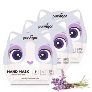 Hand Masks 3 Pack>Hand Mask for Dry Hands>Hand Peel Mask>Infused Essence +Vitamins + Natural Plant Extracts> Suitable For Cracked> Rough Hands>Remove Dead Skin> Hand Moisturizing Gloves(Lavender)