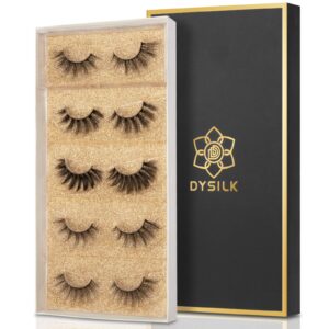 DYSILK Mink Lashes Natural Look – False Eyelashes 5 Pairs 6D Lashes 5 Styles Mixed Lash Pack – Wispy Lashes Fake Eyelashes Soft Reusable Cat Eye Lash | 15mm-18mm