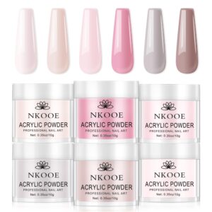 NKOOE Acrylic Nail Powder Set> 6 Colors Acrylic Nail Powder for 3D Extended Sculpture> French Nails> No Nail Lamp Required