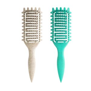 Curl Defining Brush,2024 Curly Hair Brush,Vented Hair Brush for Detangling, Shaping and Defining Curls For Women and Men Less Pulling (Green Beige)