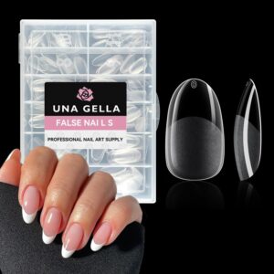 UNA GELLA Oval Fake Nails Pre-shape 504pcs Almond Gel Nail Tips Round Almond Press on Nails for Full Cover Acrylic Round Oval Full Nails False Nails 12 Sizes False Soft Gel Tips