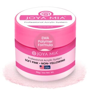 Joya Mia Acrylic Powder for Nails> MMA-Free> Super Adhesion Professional Powder for Flawless & Long-Lasting Nail Enhancements> Easy Application> Vibrant & Stunning Colors – Soft Pink> 2 oz