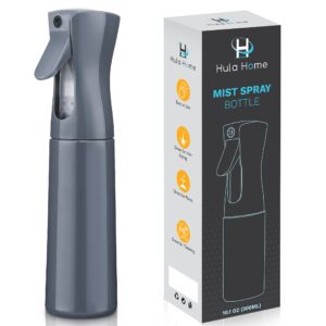 Hula Home Continuous Spray Bottle for Hair (10.1oz/300ml) Empty Ultra Fine Plastic Water Mist Sprayer – For Hairstyling, Cleaning, Salons, Plants, Essential Oil Scents & More – Gray