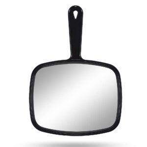 PROTECLE Hand Mirror, 10.3″ L x 7.4″ W Salon Barber Hairdressing Handheld Mirror with Handle, Square Black