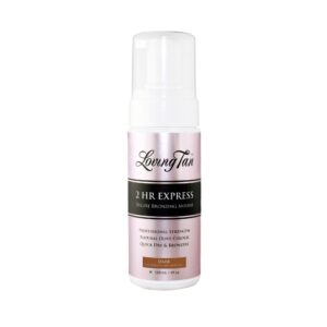 Loving Tan 2 HR Express Self Tanning Mousse, Dark – Streak Free, Natural, Professional Quality – 5+ Sunless Self Tanner Applications per Bottle, Cruelty Free, Naturally Derived DHA – 4 FL Oz