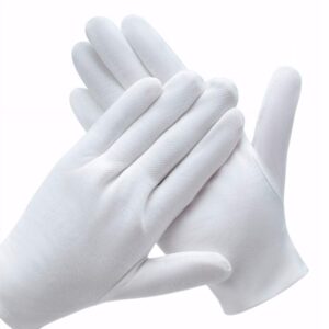 12 Pairs White Cotton Gloves for Serving Inspection Costume – Cloth Gloves for Dry Hands Eczema SPA Moisturizing