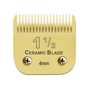 1-1/2# Professional Detachable Replacement Ceramic Blades. Compatible with Oster Classic 76/Power Pro/Power-Teq/Star-Teq Clipper. Compatible with Andis Clippers. Size: 5/32″ Cut Length. Golden. 1Pack