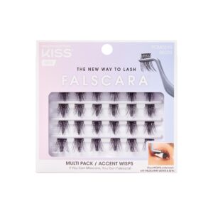KISS FALSCARA False Eyelashes WISPS Multipack, Accent, DIY, Ultra Glam, Invisible, Rewearable 3x, Buildable & Customizable, Easy To Apply, Split Lash Tip | 24 Wisps