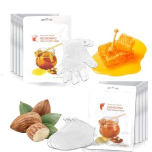 Elitzia Foot Mask Hand Mask 10 Packs Hydrating Moisturizing 5 Pairs Gloves & 5 Pairs Socks Masks Intensive Peeling Repairing Masks for Women Men Dry Cracked Hand Foot Set Honey and Almond Extract