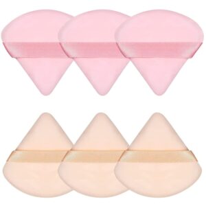 Pimoys 6 Pieces Powder Puff Face Triangle Makeup Sponge Soft Powder Puffs for Loose Powder Beauty Blender Foundation Sponge Setting Powder Puff Makeup Tool, Stocking Stuffers Gift for Women