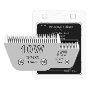 Newbulu Sizi 10W Dog Grooming Clipper Replacement Blades, Compatible with Ainds, Oster A5, Wahl Km10 and Other Series Clippers, Blade Size-10W Cut Length 1/16″(1.5mm)