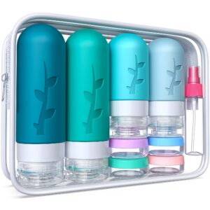 18 Pack Travel Bottles for Toiletries – TSA Approved Silicone Containers, Leak Proof Refillable Liquids Shampoo & Conditioner Essentials