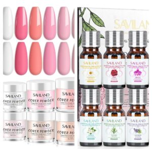 Saviland Acrylic Powder Set and Essential Oil Gift Set for Cuticle Nail