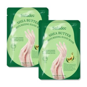SULADEC Moisturizing Hand Mask with Shea Butter and Goat Milk> Hydrating Hand Masks for Dry Cracked Hands> Dry Skin Moisturizer for Soft and Smooth Touch Hands – Men Women – 2 Pairs