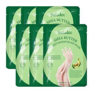 SULADEC Moisturizing Hand Mask with Shea Butter and Goat Milk> Hydrating Hand Masks for Dry Cracked Hands> Dry Skin Moisturizer for Soft and Smooth Touch Hands – Men Women – 6 Pairs