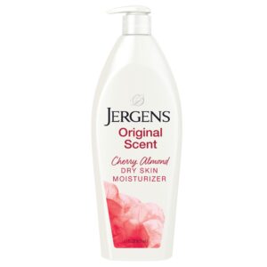 Jergens Original Scent Dry Skin Body Lotion, Hand and Body Moisturizer, Cherry Almond Essence, Dermatologist Tested, 21 Oz