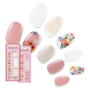 Dashing Diva Gloss Nail Strips Bundle – The Spring Florals Collection – Wallflower Frenzy & Bug Off – UV Free, Chip Resistant, Long Lasting Gel Stickers – Contains 2 Sets