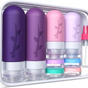 Travel Bottles for Toiletries,TSA Approved Silicone Travel Containers jar for Toiletries,Leak Proof Refillable Liqus Shampoo And Conditioner Travel Essentials