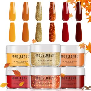 Modelones 6 Colors Acrylic Powder> Fall Autumn Acrylic Nail Powder Gold Red Yellow Orange Nail Acrylic Powder for Acrylic Nail Art 3D Nail Carving French Nail Extension> Gifts for Women