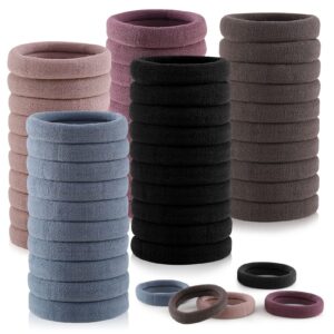 100 Pcs Thick Seamless Hair Ties, Ponytail Holders Hair Accessories No Damage for Thick Hair, Valentine’s Day Gifts (Natural Colors)