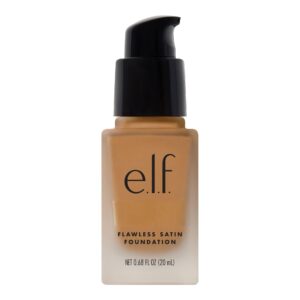 e.l.f. Flawless Satin Foundation, Lightweight & Medium Coverage, Semi-Matte Finish, Vegan & Cruelty-Free, Cashew, 0.68 Fl Oz (20mL)