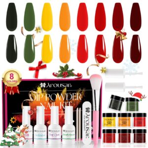 Arousar Dip Powder Nail Set Starter> 8 Colors Rainbow Dipping Powder System Liquid Set> Nail Tools for French Nail Art Manicure Salon DIY at Home> Color 19