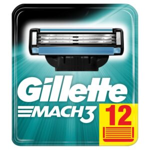 Gillette Mach3 Razor Blades, 12 Replacement Blades for Men’s Wet Razors with Triple Blade