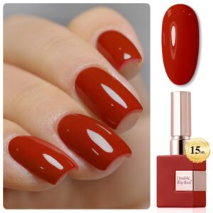 Double Rhythm 15ML Gel Nail Polish Pure Sheer Same Color Same Bottle Soak Off Gel Polish Art Manicure Salon DIY at Home for Women (Iron Red-A1454)