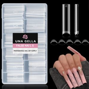 UNA GELLA 312PCS XXXL Nail Tips Square No C Curve, Extra Long Half Cover Long Straight Gel Nail Tips 12 Sizes Press on Nails Square for Acrylic Nails Professional for Nail Salon and DIY