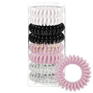 Kitsch Spiral Hair Ties for Women, Coil Hair Ties for Thick Hair, No Crease Hair Tie, Spiral Hair Ties No Damage, Hair Coils & Phone Cord Hair Ties for Thin Hair, Hair Ties Spiral, 8 pcs (Basics)
