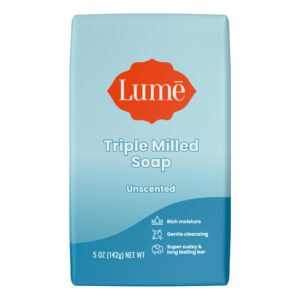 Lume Triple Milled Bar Soap – Rich Moisture & Gentle Cleansing – Formulated Without Parabens or Phthalates, Skin Loving – 5 ounce (Unscented)