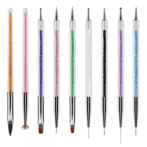 Artdone 9PC Nail Art Brushes Set – Liner Brush, Dotting Pen, Gel Polish Painting Tools For Nail Art Design