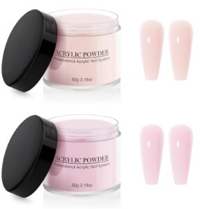 TOROKOM Acrylic Nail Powder Set> 2 Colors Nude Pink Acrylic Powder Colored for 3D Art Nail Carving French Nail Extension> Long-Lasting Nail Powder – No Need Nail Lamp> 2 * 60g