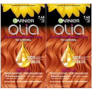 Garnier Hair Color Olia Ammonia-Free Brilliant Color Oil-Rich Permanent Hair Dye, 7.45 Dark Fire Ruby, 2 Count (Packaging May Vary)