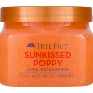 Tree Hut Sunkissed Poppy Shea Sugar Scrub | Exfoliating Body Scrub Removes Dead, Dry Skin for a Soft & Hydrated Feel | Nourishing Essential Body Care | 18 fl oz.