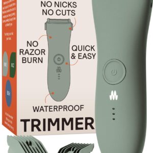 MERIDIAN The Trimmer Original – Body Hair Trimmer for Men, Electric Shaver for Pubic Hair, Chest, Legs & Bikini, Waterproof & Rechargeable, Sage