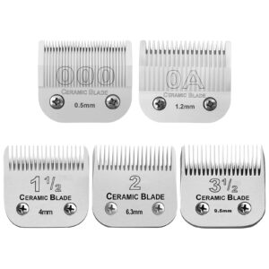 5 Pcs Professional Detachable Replacement Ceramic Blades set,compatible with Andis AGC,BDC,BGC,MBG Series,oster Classic 76/Star-Teq/Power-Teq Clippers