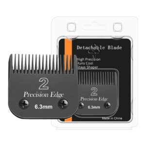 Professional Detachable Replacement stainless steel Blades set,compatible with Andis AGC,BDC,BGC,MBG Series,oster Classic 76/Star-Teq/Power-Teq Clippers，2# blade (cutting length 1/4-Inch 6.3mm）black