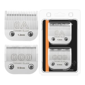 2 professional removable and replaceable ceramic blade sets, compatible with Andis AGC,BDC,BGC,MBG series, oster Classic 76/Star-Teq/Power-Teq scissors，Size 1/50 inch+Size 3/64 inch