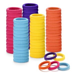 iFwevs 50PCS Multicolor Seamless Toddler Hair Cotton Seamless Ponytail Holders,No Damage Elastics Hair Bands for Thick Heavy &Curly Hair…