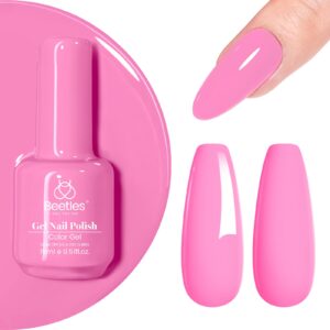 Beetles Neon Pink Gel Nail Polish 15ml Bright Summer Gel Nail Polish Bubble Baby Pink Color Soak Off Uv LED Nail Lamp Nail Art Manicure Salon DIY Home Gifts for Mom
