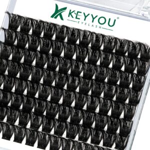 Lash Clusters 96pcs Individual Lashes Y02 D Curl 18mm Cluster Lashes KEYYOU Volume Wispy Lash Extension Soft&Comfortable Easy DIY at Home(Y02 D-18mm)