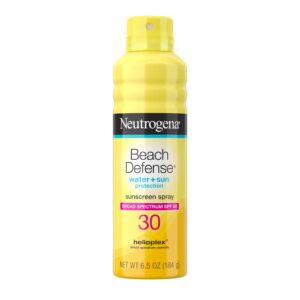 Neutrogena Beach Defense Sunscreen Spray Broad Spectrum SPF 30, 6.5 Oz, Water Resistant, Fast Absorbing, Oxybenzone Free, Lightweight Sun Protection, Face and Body Sunscreen