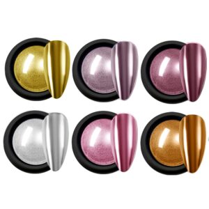 AIJIMEI Nail Chrome Powder – Sparkling Brilliance>Chrome Nail Powder Effortless Application> Nail Art Unmatched Durability Gold Mirror Metallic Chrome Powder for Nails (Six color> 10ml)